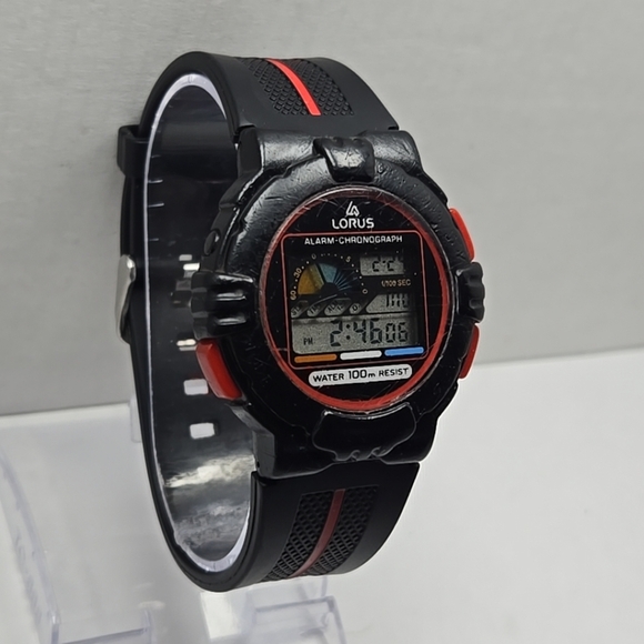 Mens Vintage Lorus Digital Watch Alarm Chronograph 42mm W339-4A68 New Battery - Picture 3 of 10